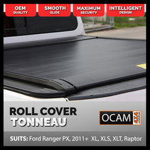 Load image into Gallery viewer, Retractable Manual Tonneau Cover Roller Shutter For Ford Ranger PX PXMKII PXMKIII 2011-06/2022, XL, XLS, XLT, Raptor, Dual Cab
