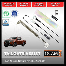 Load image into Gallery viewer, OCAM Tailgate Assist Strut Kit for Nissan Navara NP300, 2021-On, Pro-4x, Easy-Up &amp; Slow-Down, Stainless Steel 316
