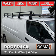 Load image into Gallery viewer, OCAM Aluminium Tradesman Roof Rack For Toyota Hiace 1988-18 Alloy 3300x1464mm, 20cm Brackets
