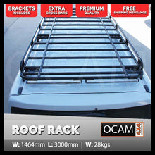 Load image into Gallery viewer, OCAM Aluminium Tradesman Roof Rack For Toyota Hiace 2019-Current, Rollers, Alloy 3000x1464mm
