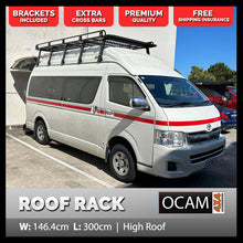 Load image into Gallery viewer, OCAM Aluminium Tradesman Roof Rack For Toyota Hiace 1988-18 Alloy 3000x1464mm- 44cm brackets
