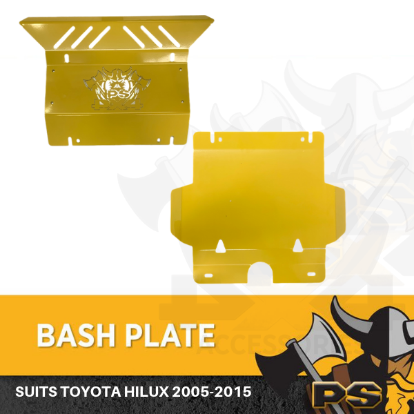 Bash Plate Sump Guard 4mm for Toyota Hilux 2005-2015 2pc Yellow Powder Coated