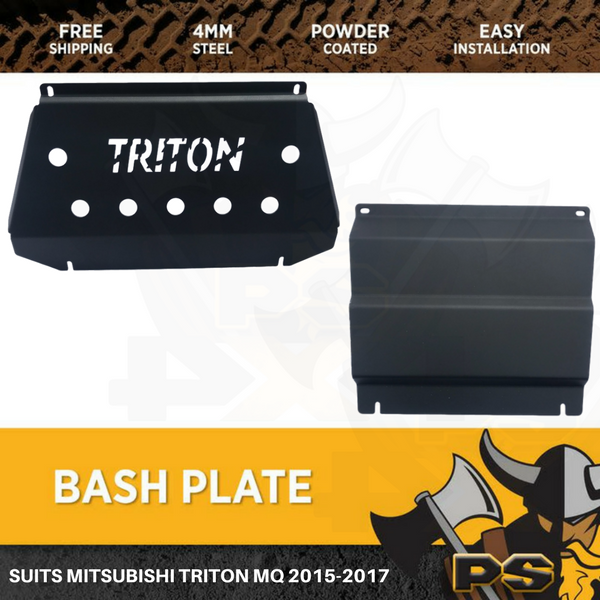 Black Bash Plate for Mitsubishi Triton MQ 2015-2018 4mm Front Sump Guard
