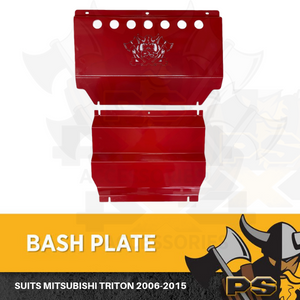 Bash Plate 4mm 2pcs Powder Coated Red to suit Mitsubishi Challenger PB PC / TRITON 06+ Sump Guard