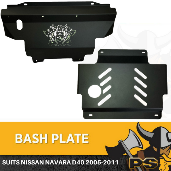 Nissan Navara D40 2005-2011 St St-X Rx Bash Plate, 2pce Sump Guard Set 4MM Black