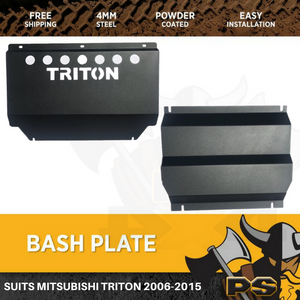 Bash Plate 4mm 2pcs Powder Coated Black to suit Mitsubishi Triton ML-MN