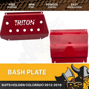 Bash Plate 4mm 2pcs Powder Coated Red to suit Mitsubishi Triton MQ Sump Guard
