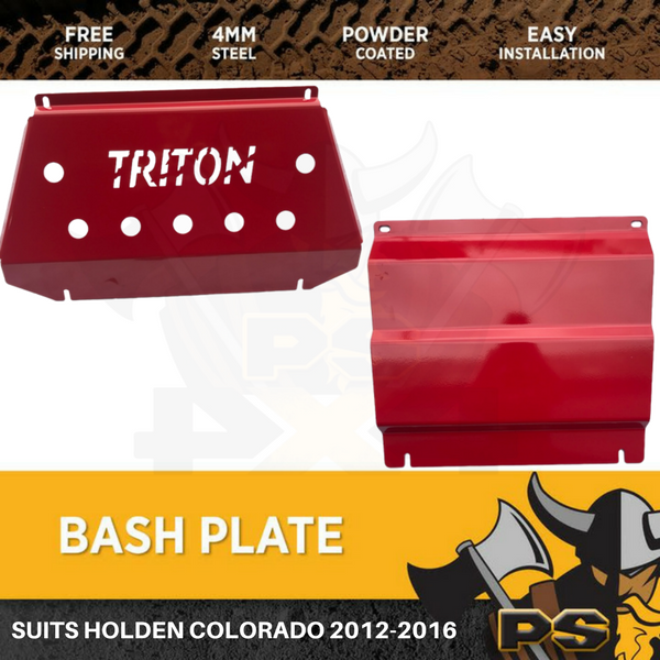Bash Plate 4mm 2pcs Powder Coated Red to suit Mitsubishi Triton MQ Sump Guard