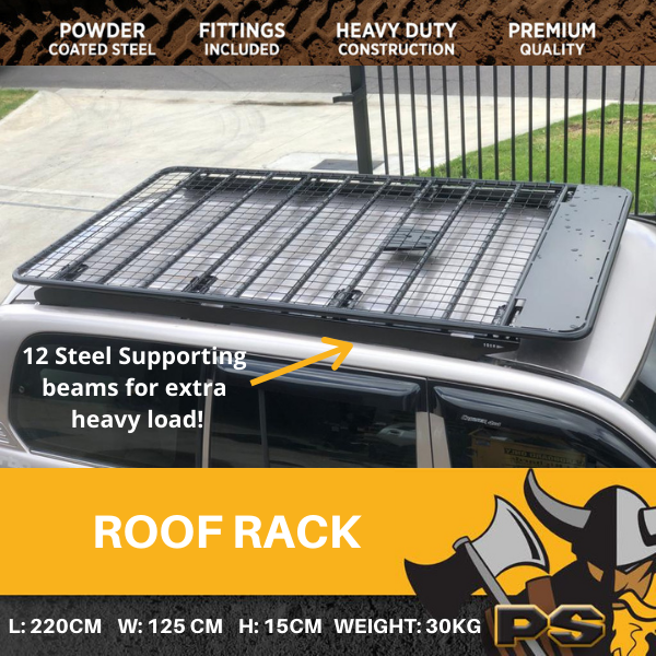 2.2M Steel Flat Roof Rack fit Toyota Prado 120 Series Full Length
