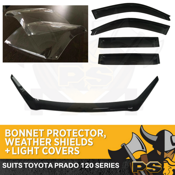 Bonnet Protector, Visors & Headlight Covers suit Toyota Prado 120 Series 03-09