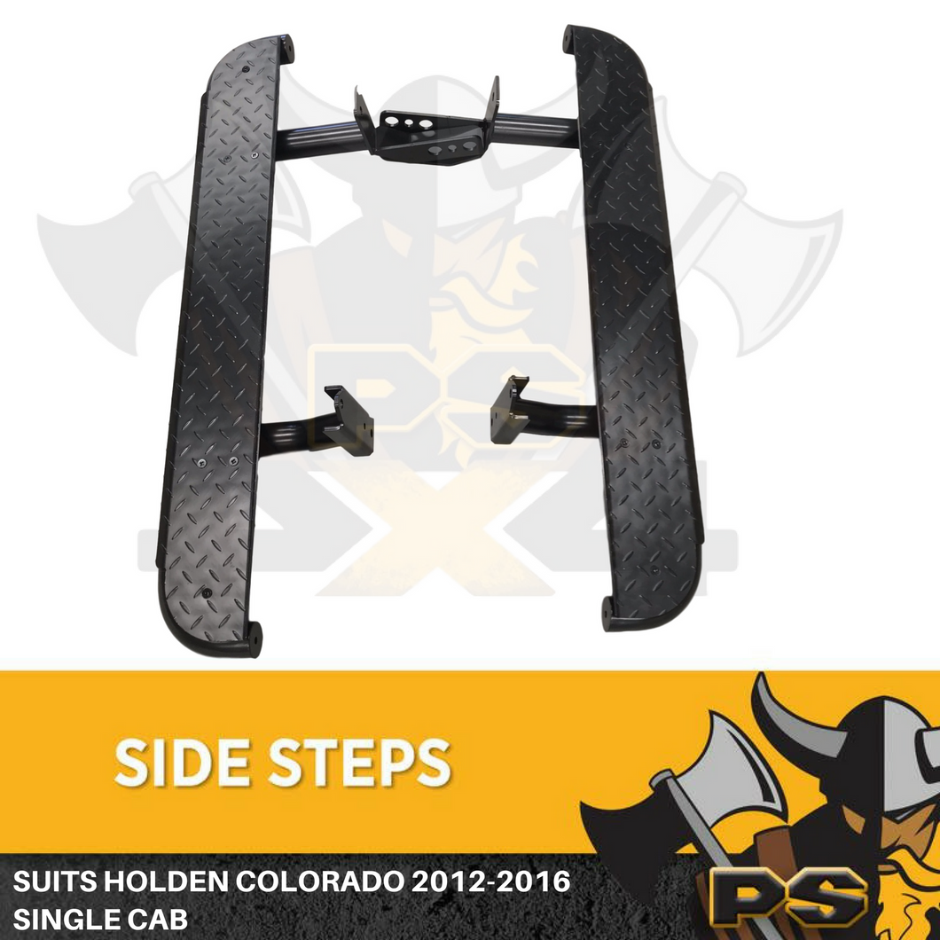 Single Cab Steel Side Steps to suit Holden Colorado 12-16 Heavy Duty