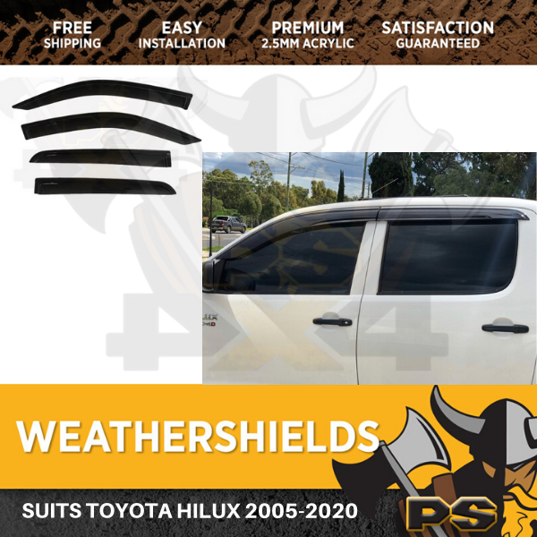 Premium Weather Shields Weathershields Window Visor Hilux Dual Cab 05-20 4pcs