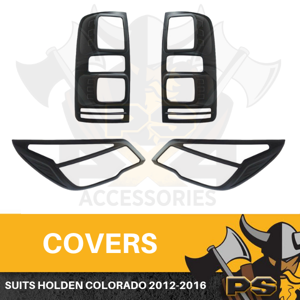 Black Headlight Taillight Lamp Covers for Holden Colorado RG 2012-2016 Surrounds