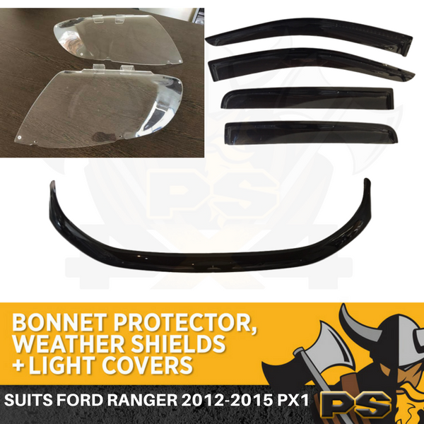 Ford Ranger PX1 2011-2015 Bonnet Protector Weathershields & Headlight Covers