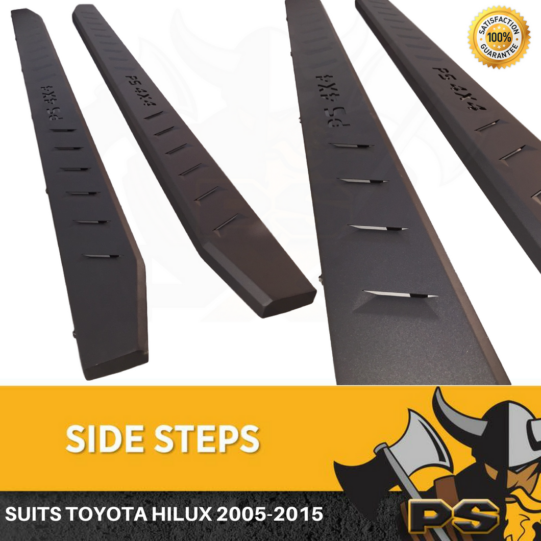 Steel Side Steps to suit Toyota Hilux 2005-2015 Running Boards Matte Black