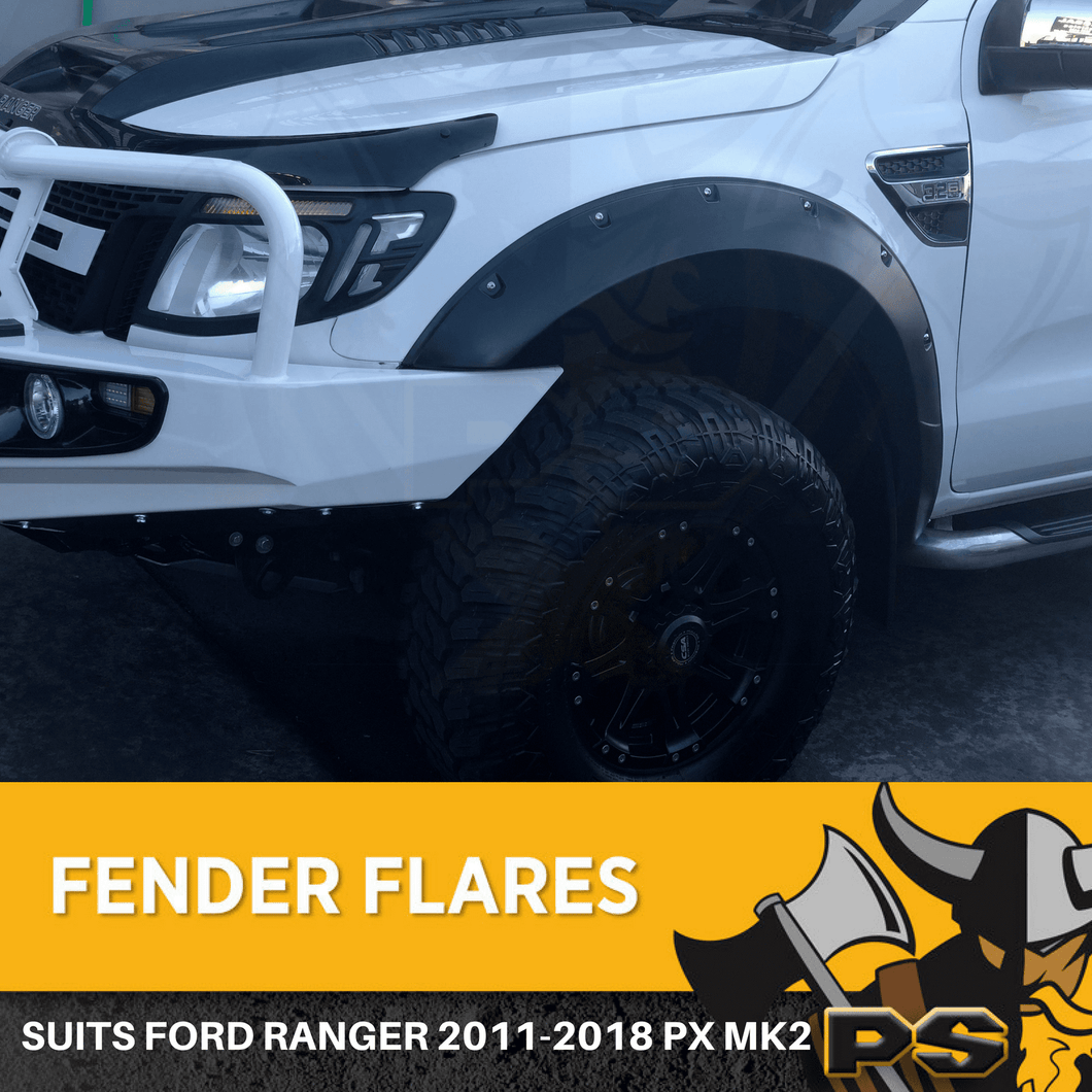 Jungle Flares suit Ford Ranger 2011-2015 PX MK1 Guards 2 PC Matte Black Fender
