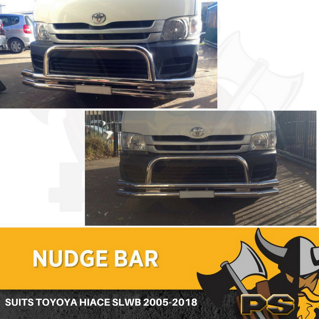 Stainless Steel Nudge bar to suit Toyota Hiace (SLWB) 2005-2018 Brand New Front Bar (current fitting bolts need re-threading. can discount $50)
