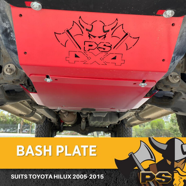 Bash Plate Sump Guard 4mm for Toyota Hilux 2005-2015 2pc RED Powder Coated