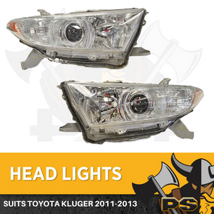 Pair Headlights to suit Toyota Kluger 08/2010-12/2013 Head Lights Lamp Kit