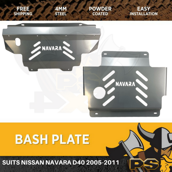 Nissan Navara D40 2005-2011 St St-X Rx Bash Plate, 2pce Sump Guard 4MM Silver