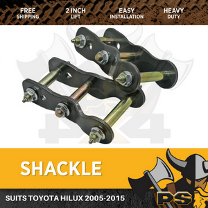 2" INCH LIFT EXTENDED GREASABLE SHACKLES FOR TOYOTA HILUX 2005-2015 12MM THICK