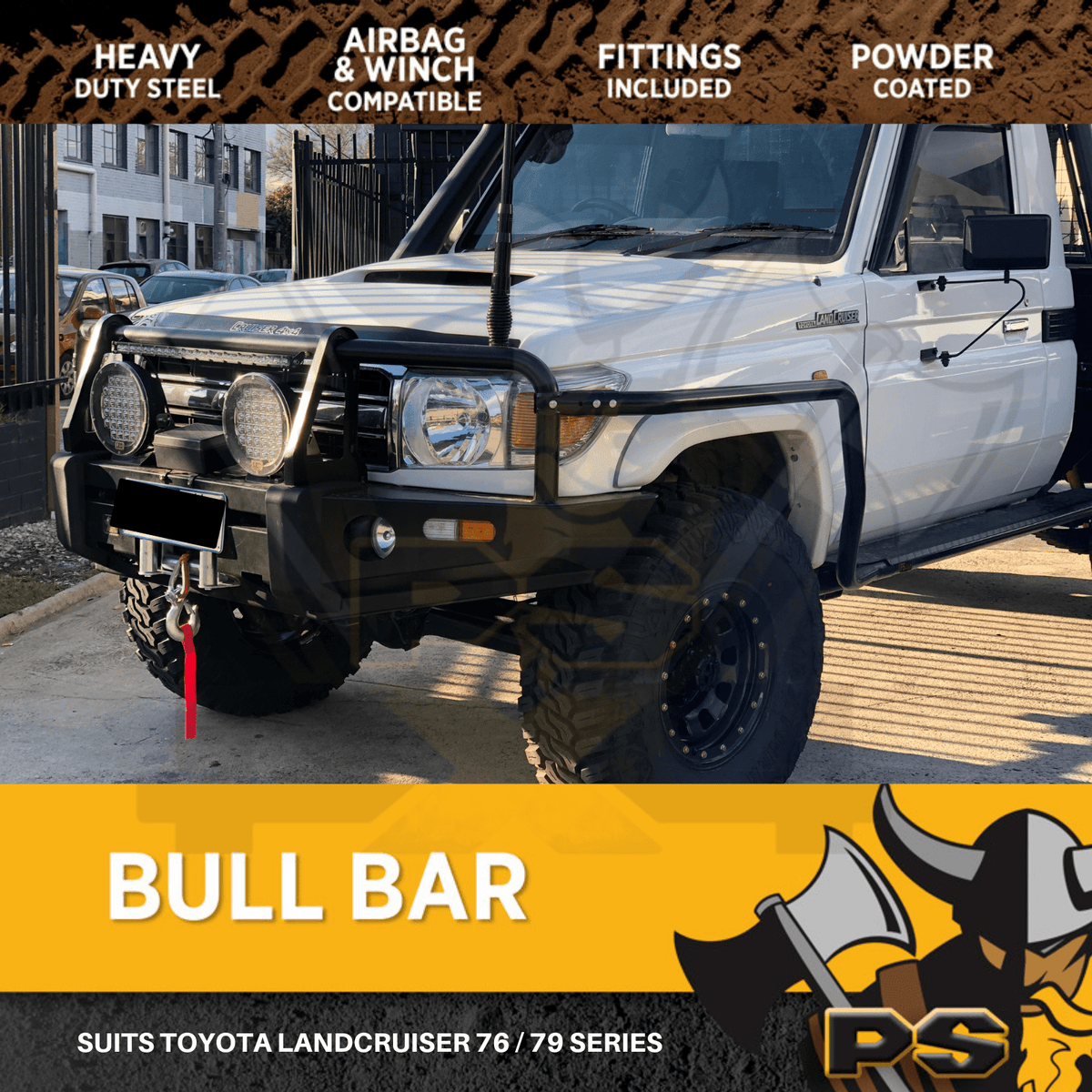 Bbp019a Bull Bar to suit Toyota Landcruiser 76/79 Series Heavy Duty Steel Winc ...