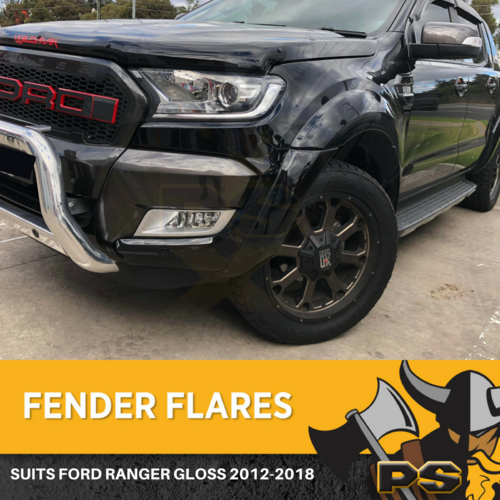 Fender Flares for Ford Ranger 2012-2018 PX MK2 Guards 4 PC Gloss Black Front