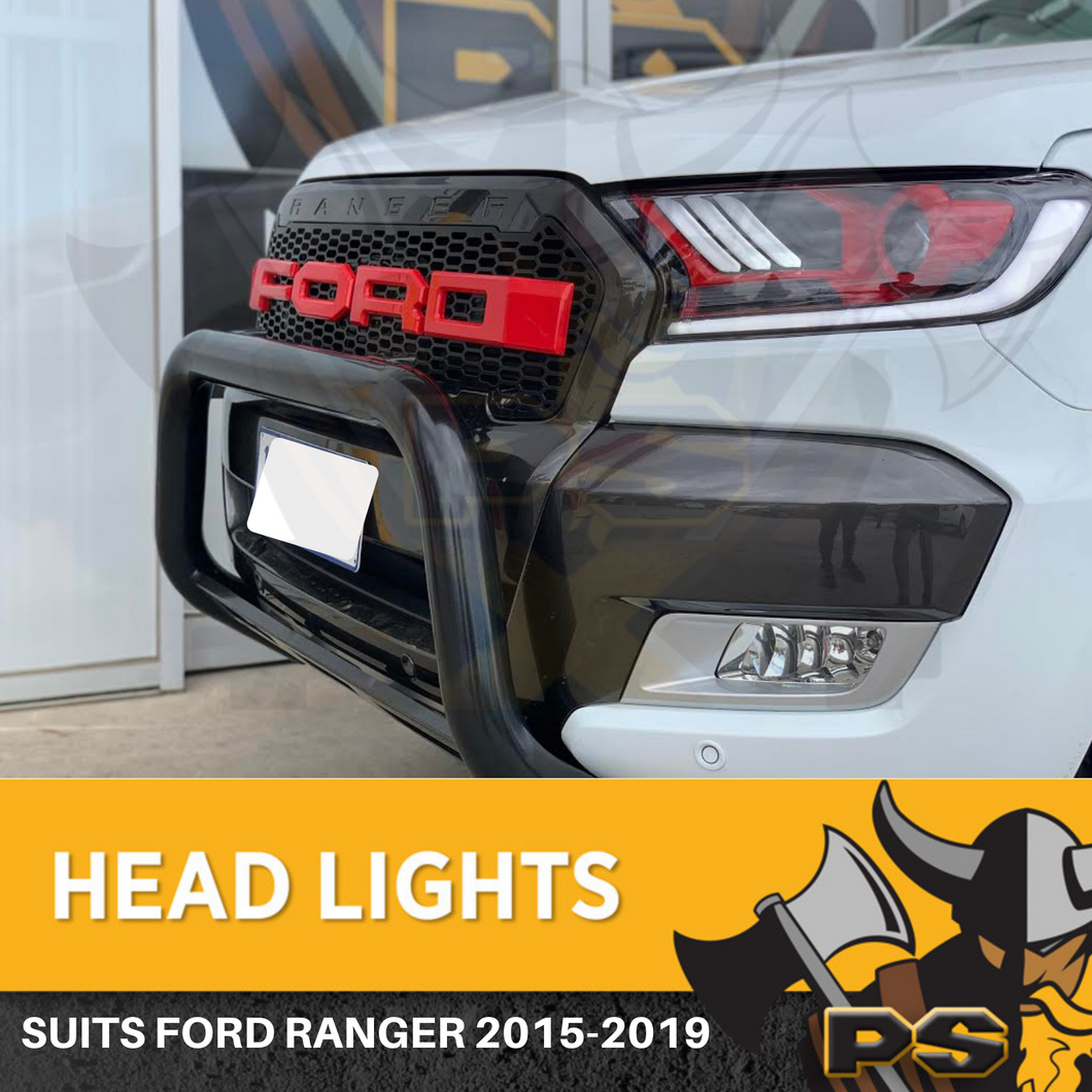 Headlights to suit Ford Ranger 2015-2021 Angel Eye Projector LED Head Lights