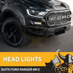 Pair LED Projector Headlights fit Ford Ranger Wildtrak T7 PX MK XL 2015-2021