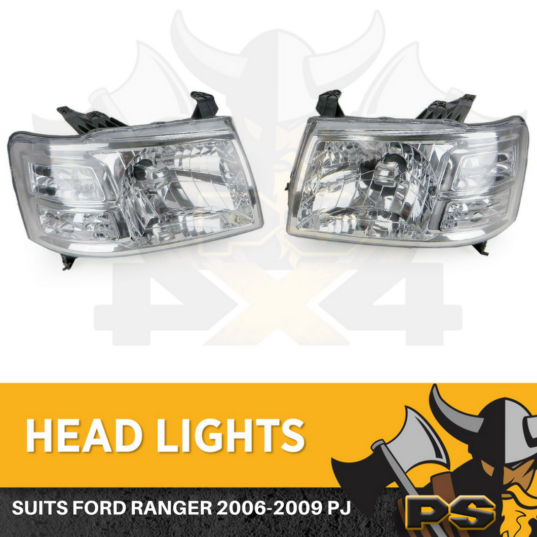 Head Lights to suit Ford Ranger PJ 2006-2009 PAIR LH+RH Replacement headlight