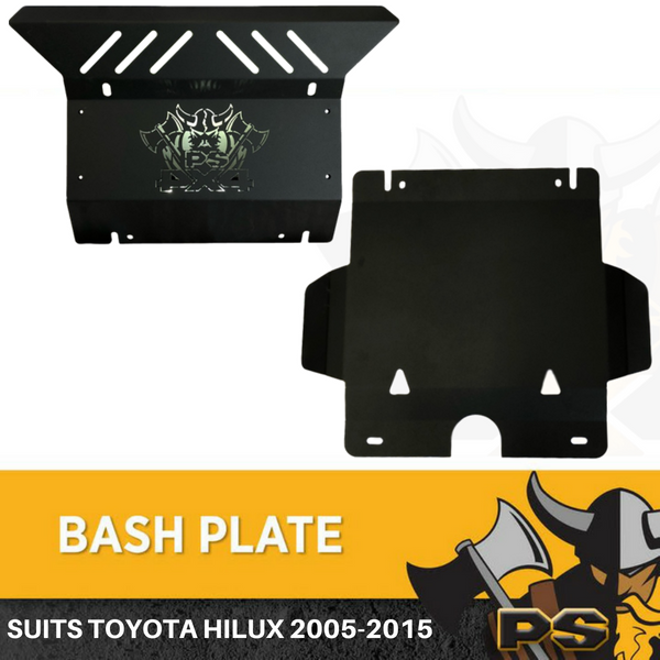 PS4X4 Bash Plate 4mm 2pc Powder Coated Black to suit Toyota Hilux 2005-2015
