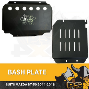 Bash Plate 4mm 2pc Powder Coated Black suit Mazda BT50 2011-2020 Sump Guard