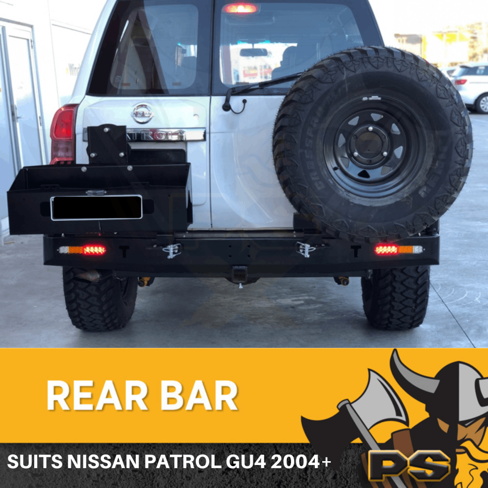 Rear Bar Spare Wheel Carrier Dual jerry suit Nissan Patrol GU4 2004+ Heavy Duty