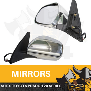 Door Mirror Left Side Chrome electric to suit Toyota Prado 120 Series 2002-2009