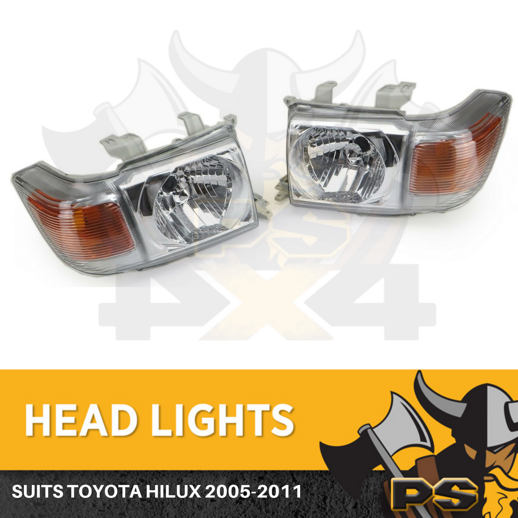 Headlights 07-17 Toyota Landcruiser 79 Series Pair Ute/Wagon/Troopy L+R 70 76 78
