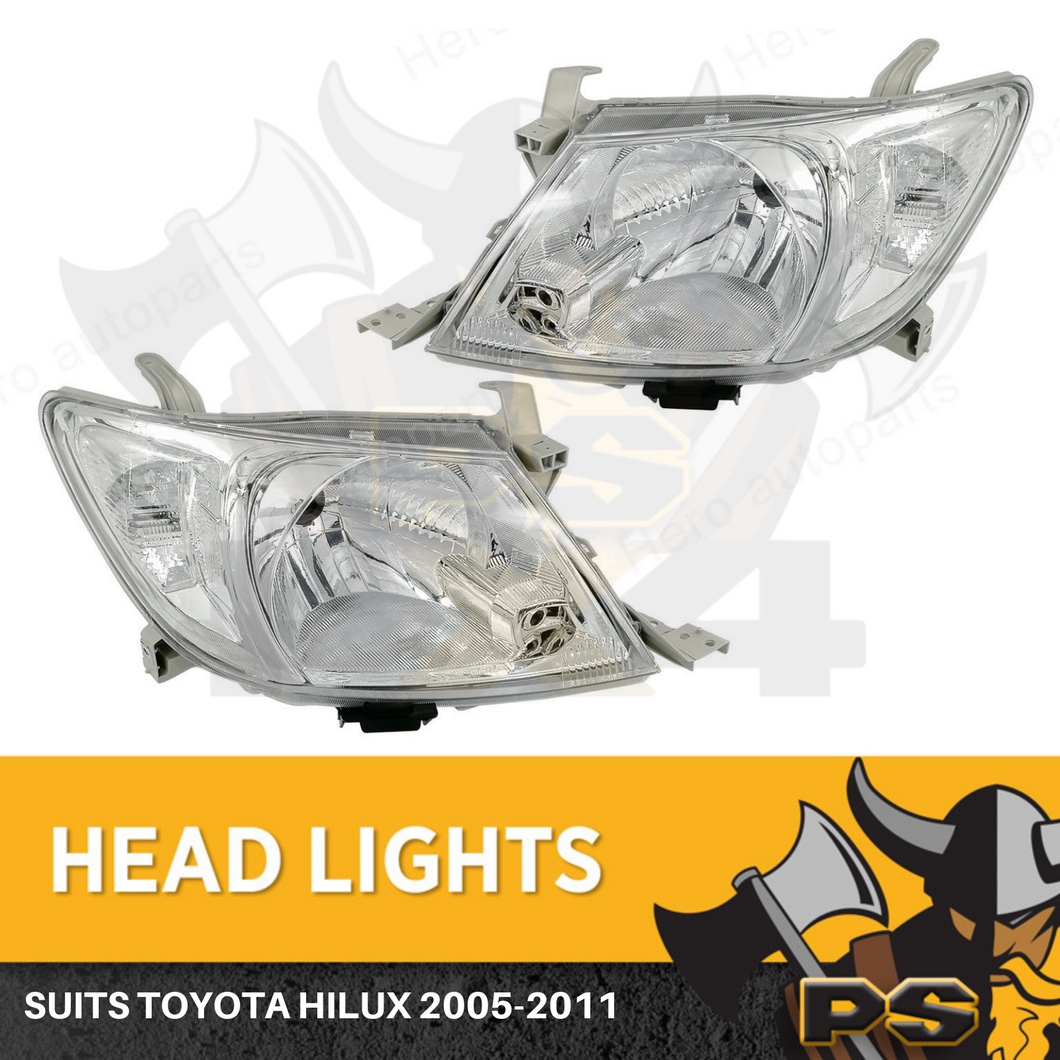 Set of Head Lights Left & Right to suit Toyota Hilux SR SR5 2005-2011 Lights
