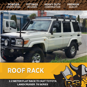 2.2M Metre Steel Flat Roof Rack To Suit Toyota Landcruiser 76 Series Rain Gutter Full Length