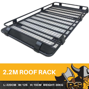 2.2M Metre Steel Caged Roof Rack To Suit Toyota Landcruiser 76 Series Rain Gutter Full Length