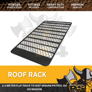 Full Length Steel Flat Roof Rack for Nissan Patrol GQ GU Rain Gutter 2.2M