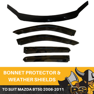 2006-2011 Mazda BT50 BT-50 Bonnet Protector & Window Visors Weather Shield