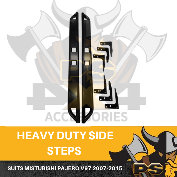 PS4X4 HEAVY DUTY SIDE STEPS TO SUIT PAJERO V97 2007-2015