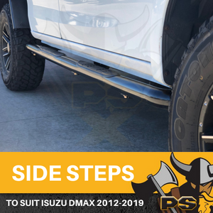 PS4X4 Black Tube Side Steps for Isuzu Dmax 2012-2020 Dual Cab Running Boards