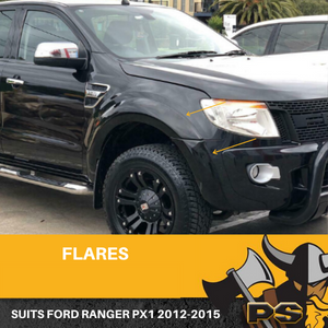 PS4X4 Ford Ranger Flares KIT 2011-2015 PX1 Fender Flares Gloss Black Wheel Arch