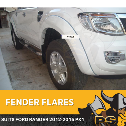 PS4X4 Ford Ranger Flares KIT 2011-2015 MK1 PX1 Fender Flares White Wheel Arch 2PC front