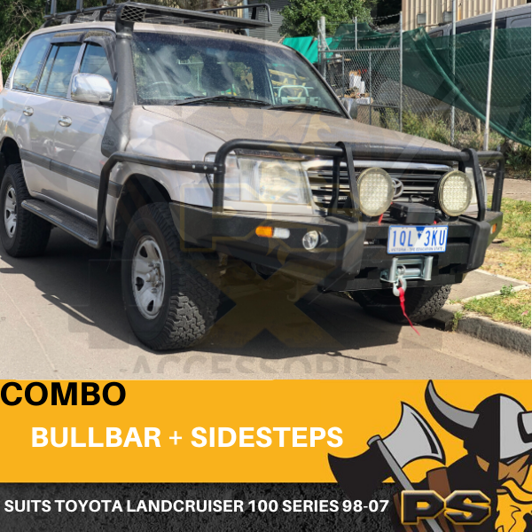 Ps4x4 Bull Bar + Brush Bar & Side Steps Combo To Suit 100 Series 1998-2007