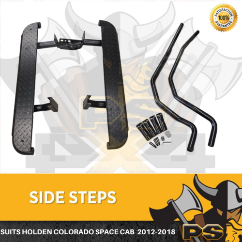 PS4X4 Heavy Duty Side Steps & Brush Rail Bars for Holden Colorado Space Cab RG 12-18
