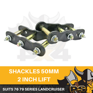 PS4X4 LIFT KIT 2" INCH EXTENDED SHACKLES 50MM 76 79 SERIES LANDCRUISER