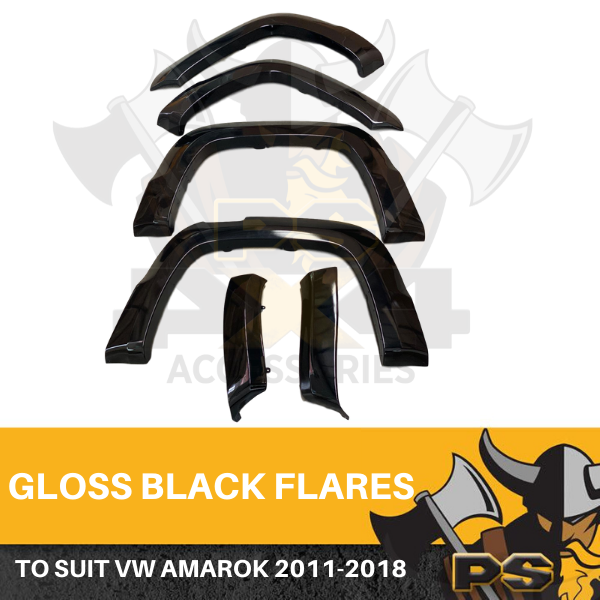 PS4X4 Gloss Black Flares Fit Volkswagen Amarok 2010-2019 Fender Flares 6 PC