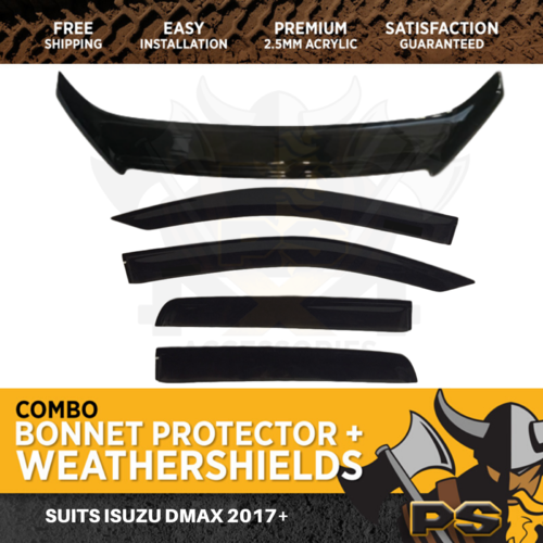 Bonnet Protector and Window Visors suitable for Isuzu D-MAX 2017-2019 DMAX