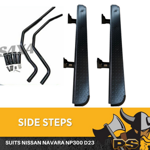 PS4X4 Heavy Duty Steel Side Steps for Nissan Navara NP300 D23 with Brush bar
